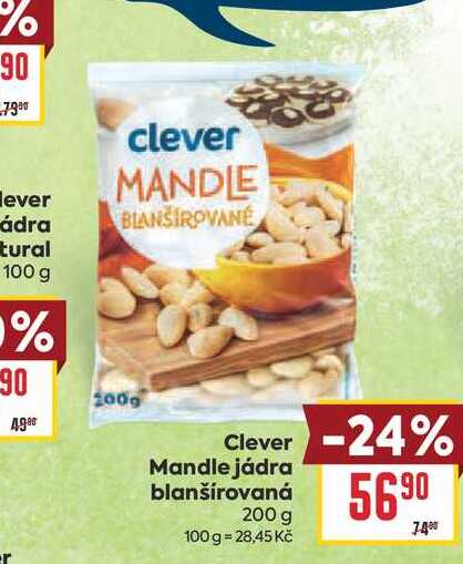 Clever Mandle jádra blanšírovaná 200 g