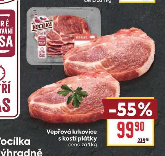 Vepřová krkovice s kostí plátky cena za 1 kg