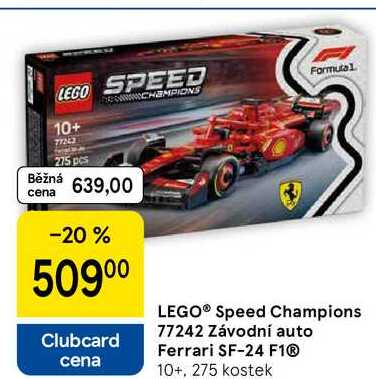 LEGO® Speed Champions 77242 Závodní auto Ferrari SF-24 F1® 10+, 275 kostek 