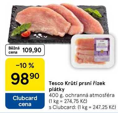 Tesco Krůtí prsní řízek plátky, 400 g 