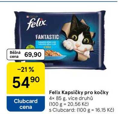 Felix Kapsičky pro kočky, 4× 85 g 