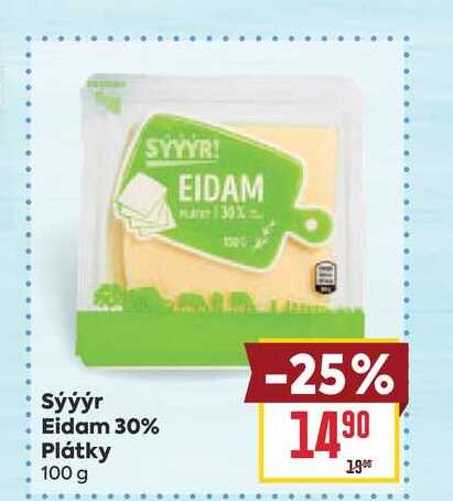 Sýýýr Eidam 30% Plátky 100 g 