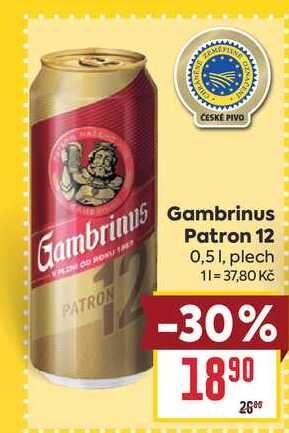 Gambrinus Patron 12 0,51, plech 