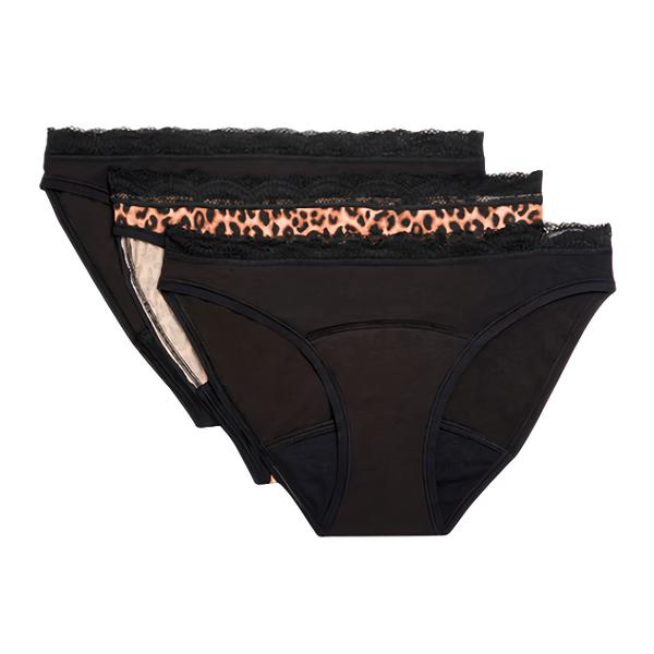 Marks & Spencer Vysoce savé menstruační kalhotky - bikini, 3 ks, barva černá, velikost 20