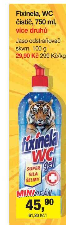 Fixinela, WC čistič, 750 ml