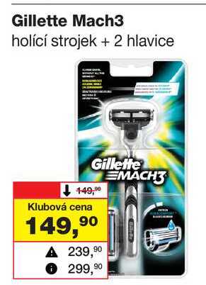 Gillette Mach3 holící strojek + 2 hlavice