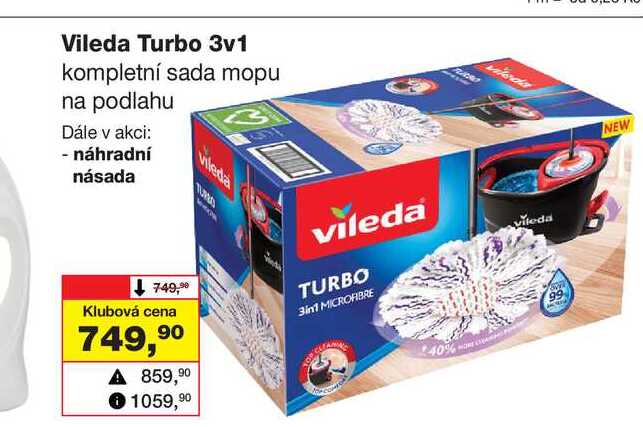 Vileda Turbo 3v1 kompletní sada mopu na podlahu