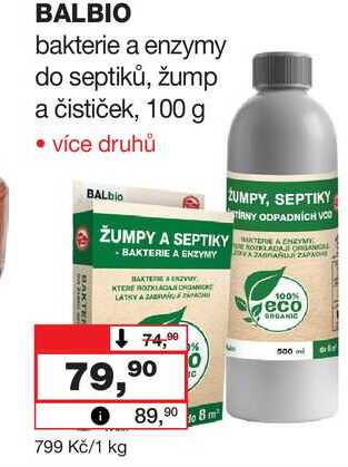 BALBIO bakterie a enzymy do septiků, žump a čističek, 100 g