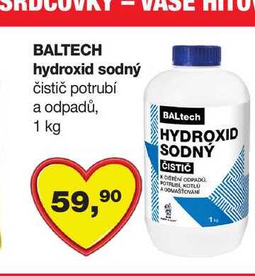 BALTECH hydroxid sodný čistič potrubí a odpadů, 1 kg