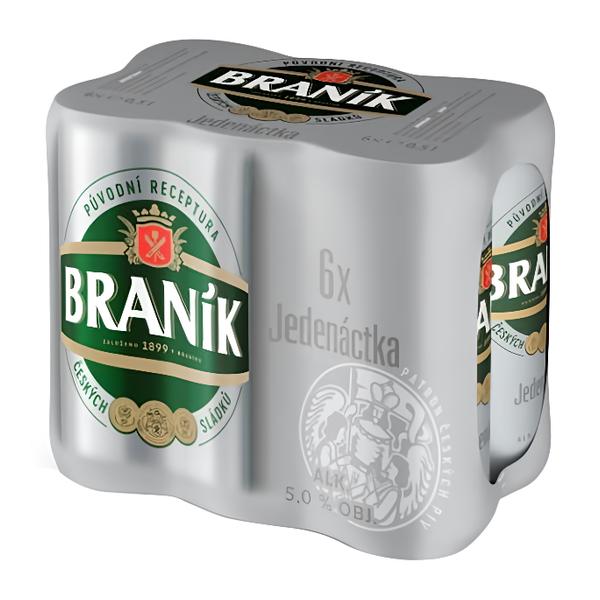 Braník Jedenáctka, světlý ležák, plech multipack 6 x 0,5l