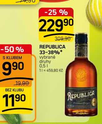 REPUBLICA 33-38% vybrané druhy 0,5l