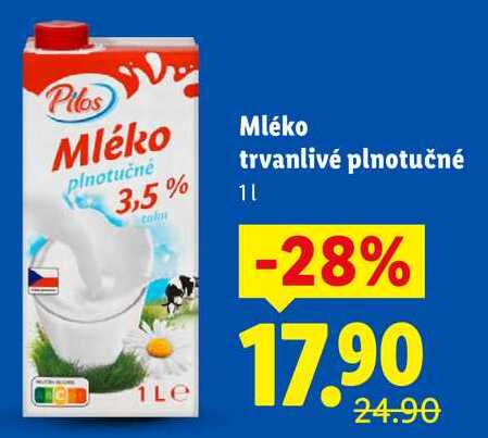 Mléko trvanlivé plnotučné, 1 k