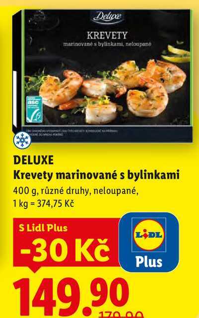 DELUXE Krevety marinované s bylinkami, 400 g