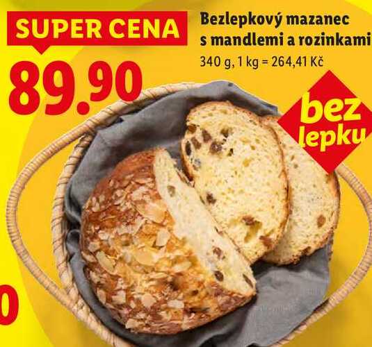Bezlepkový mazanec s mandlemi a rozinkami, 340 g