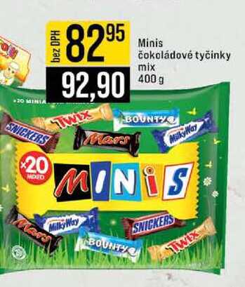 Minis čokoládové tyčinky mix 400 g 