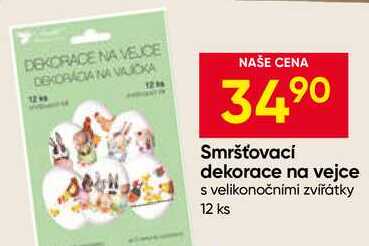 Smršťovací dekorace na vejce s velikonočními zvířátky 12 ks 