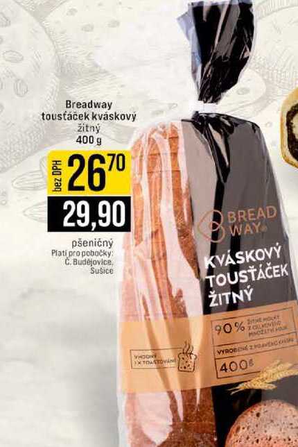 Breadway tousťáček kváskový žitný 400 g