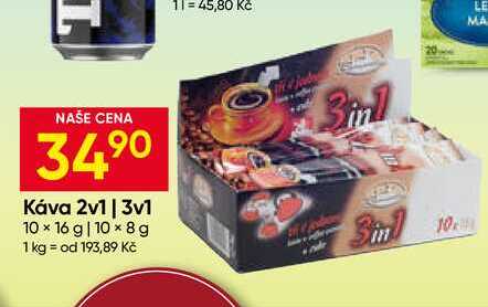 Káva 2v1, 3v1 10 × 16 g, 10 × 8 g 