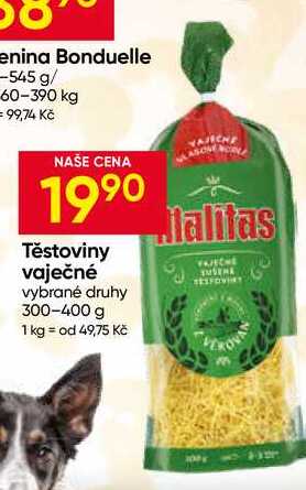 Malitas Těstoviny vaječné vybrané druhy 300-400 g 