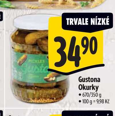   Gustona Okurky 670/350 g 