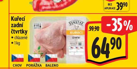 Kuřecí zadní čtvrtky  1 kg