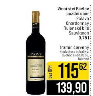 Vinařství Pavlov pozdní sběr Pálava Chardonnay Rulanské bílé Sauvignon 0.75l