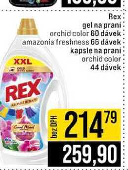 Rex gel na praní orchid color 60 dávek amazonia freshness 66 dávek XXL kapsle na prani orchid color 44 dávek