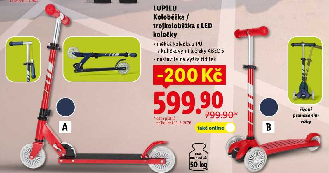 LUPILU Koloběžka/trojkoloběžka s LED kolečky