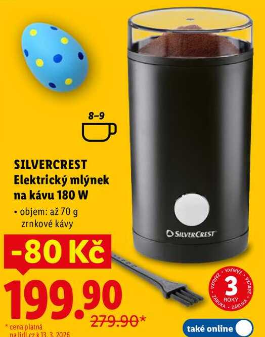 SILVERCREST Elektrický mlýnek na kávu 180 W