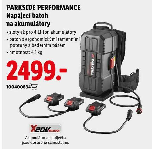 PARKSIDE PERFORMANCE Napájecí batoh na akumulátory