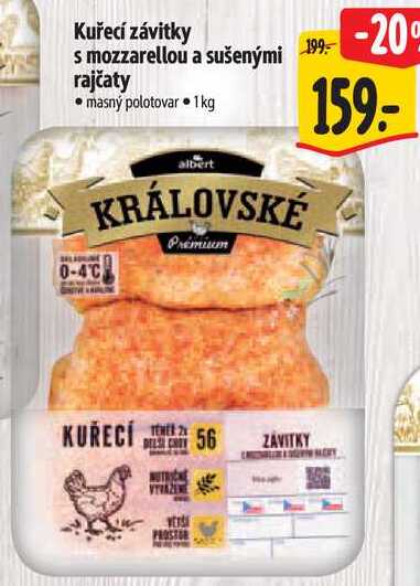 Kuřecí závitky s mozzarellou a sušenými rajčaty, 1 kg