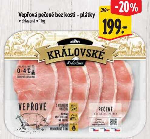 Vepřová pečeně bez kosti - plátky, 1 kg