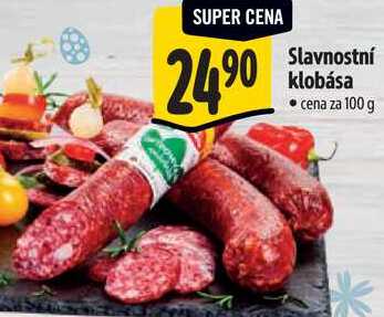 Slavnostní klobása, cena za 100 g 