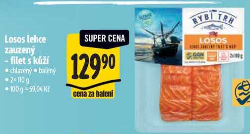 Losos lehce zauzený - filet s kůží, 2x 110 g