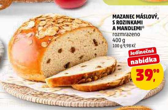 MAZANEC MÁSLOVÝ, S ROZINKAMI A MANDLEMI, 400 g