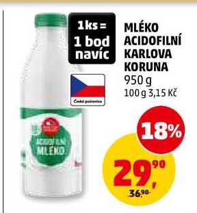 MLÉKO ACIDOFILNÍ KARLOVA KORUNA, 950 g