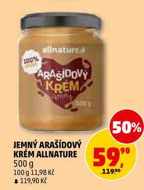 JEMNÝ ARAŠÍDOVÝ KRÉM ALLNATURE, 500 g