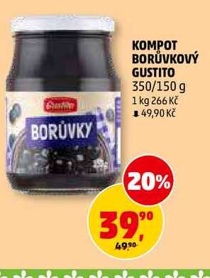 KOMPOT BORŮVKOVÝ GUSTITO, 350 g