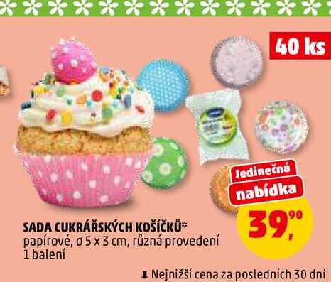 SADA CUKRÁŘSKÝCH KOŠÍČKŮ, 40 ks