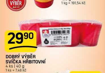 DOBRÝ VÝBĚR SVÍČKA HŘBITOVNÍ 4 ks 40 g