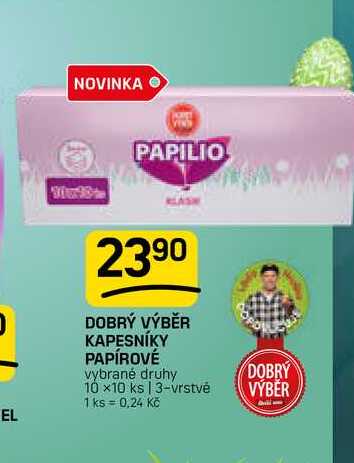 DOBRÝ VÝBĚR KAPESNÍKY PAPÍROVÉ vybrané druhy DOBRY 10 x10 ks | 3-vrstvé