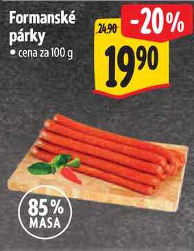 Formanské párky, cena za 100 g