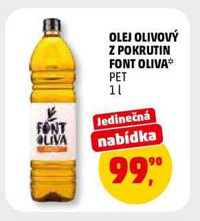 OLEJ OLIVOVÝ Z POKRUTIN FONT OLIVA PET, 1 l