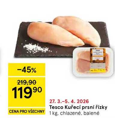 Tesco Kuřecí prsní řízky, 1 kg
