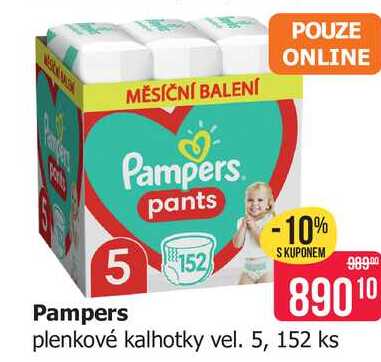 Pampers plenkové kalhotky vel. 5, 152 ks 