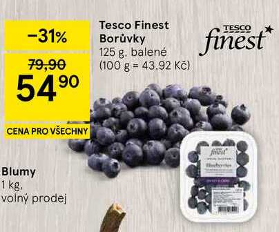 Tesco Finest Borůvky, 125 g. balené  