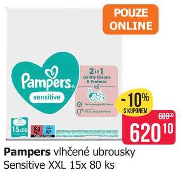 Pampers vlhčené ubrousky Sensitive XXL 15x 80 ks 