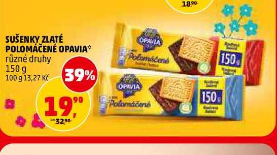 SUŠENKY ZLATÉ POLOMÁČENÉ OPAVIA, 150 g  v akci