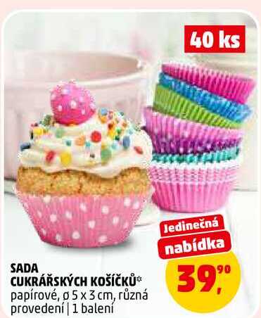 SADA CUKRÁŘSKÝCH KOŠÍČKŮ, 40 ks