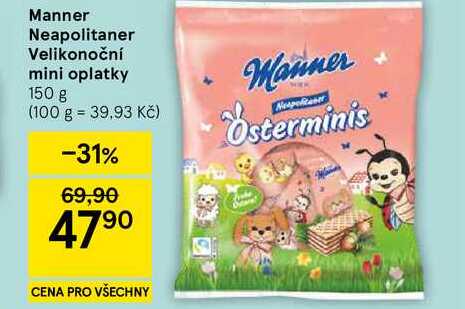 Manner Neapolitaner Velikonoční mini oplatky, 150 g 